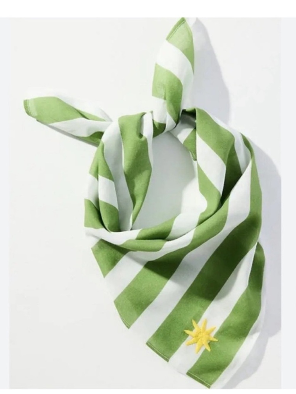 New! Anthropologie Celandine Green Stripe Hair Bag Neck Scarf NWT